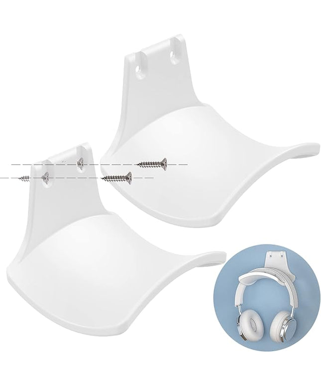 SIROLISA 2-Pack Headphone Stand Hanger Wall Hooks, Save Space Headset Stand Holder for Universal Gaming Headset Airpods Max Sony Bose Beats, Strong Adhesive with Screws, White