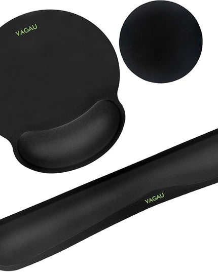 VAGAU Premium Keyboard Wrist Rest and Mouse Pad Wrist Support, Ergonomic Memory Foam Set for Office, Laptop, Mac, Computer and Gaming, Comfortable Typing &Wrist Pain Relief