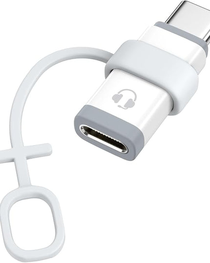 MoKo Lightning to USB C Adapter Audio Only for Apple Earpods with Line Control, Not for Charging/Data Transfer, Lightning to USB C Adapter for iPhone 16/15 Pro Max Plus, iPad, White