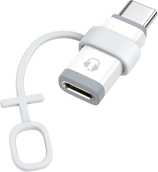 MoKo Lightning to USB C Adapter Audio Only for Apple Earpods with Line Control, Not for Charging/Data Transfer, Lightning to USB C Adapter for iPhone 16/15 Pro Max Plus, iPad, White