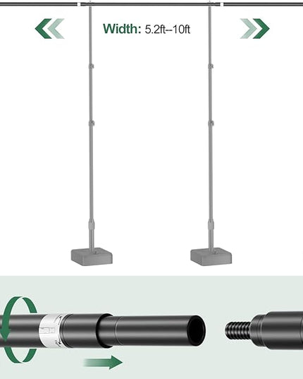 EMART Backdrop Stand with Heavy Duty Water Tank Base 7x10ft Adjustable Metal Photo Backdrop Stand Kit Pipe and Drape Square Background Frame for Birthday Party, Wedding Decorations, Studio Photography
