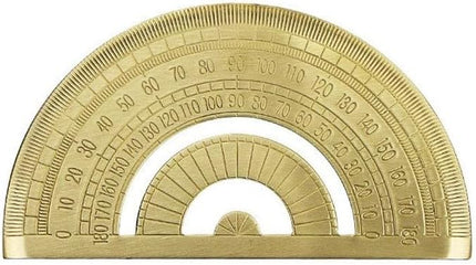 Golden Brass Ruler Set with Protractor and Triangles, 18 cm / 7 inch for Precision Measuring Tools for Drafting, Art, Engineering, School, Office, Portable Stationery Kit