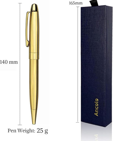 Ancolo Personalized Retractable Ballpoint Pens Stainless Steel Fancy Pens Engraved with Your Name Logo or Message, Phone Number Black ink Perfect for Bank, Office, Hotel 5 Pcs/Pack