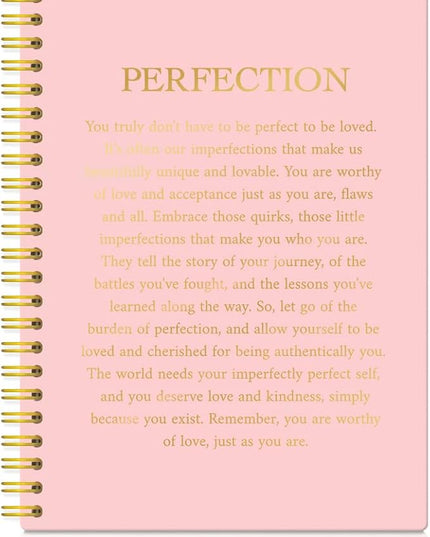 XQLZY Perfection Pink Gold Spiral Self-Affirmation Notebook, Resignation Retirement Promotion Inspirational Gifts for Woman Coworker Boss Friend, Encouragement Friendship Gifts for Sisters BFF