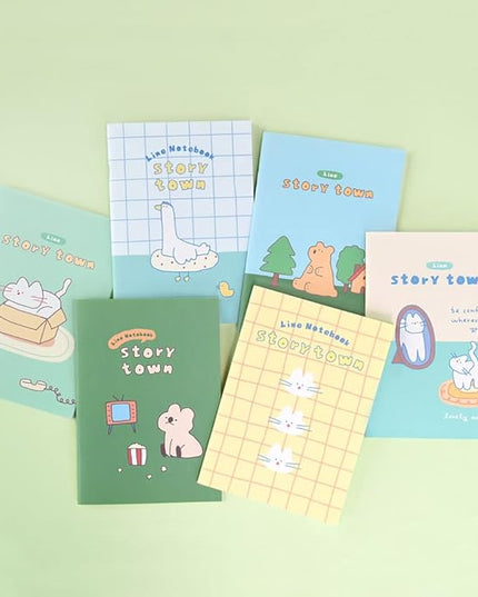 Monolike A5 Story town Afternoon B Notebook 6P SET - Line note, Academic note, a portable note, 148x210mm, 48pages