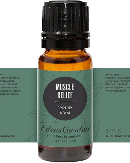 Edens Garden Muscle Relief Essential Oil Blend- 100% Pure Premium Grade, Undiluted, Natural, Therapeutic, Aromatherapy, The Best for Diffusing, Skin, Face, Humidfiers 10 ml (.33 fl oz)