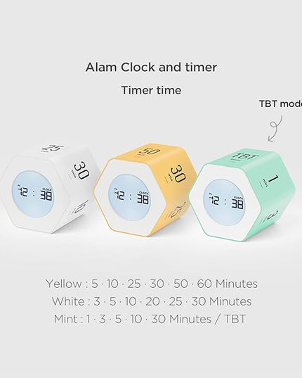 Mooas Multi-Hexagon Clock Cube, Digital Clock, Pomodoro Timer with Backlight 12/24H Count up & Countdown, Flip Timer, Various Time Presets - Ideal for Classroom, Gym, Office (Yellow)