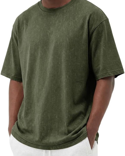 COOFANDY Men's Cotton T-Shirts Oversized Shirt Short Sleeves Streetwear Loose Fit Summer Tee Tops Washed Basic Unisex Shirts
