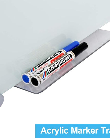 Dex Board 72" x 48" Large Glass Whiteboard Frameless Tempered Glass Dry Erase Board with Marker Tray for Interactive Office, Wall Mounted Frosted Glass Whiteboard