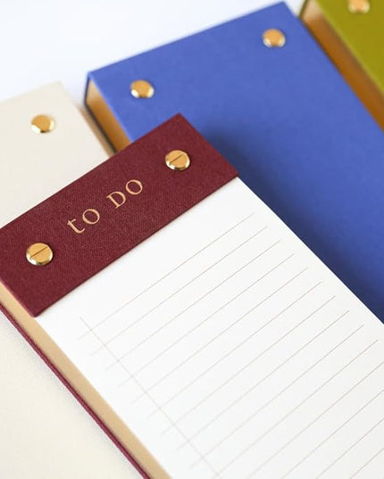 Graphique Post-Bound List Pad Luxe Collection, Perforated Sheets To-Do Notepad, Hardcover Binding, Gold Foil Embossing, 100 Pages, 4” x 9.75”, Plum Red