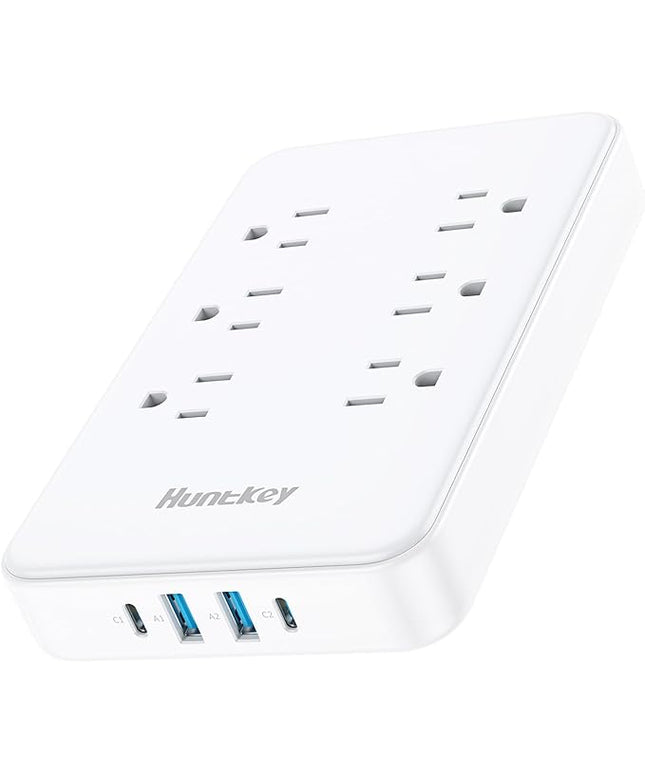 Innovative Power Strip, Cord Removable Design, Huntkey 6 Outlets Surge Protector with 4 USB Ports (2 USB-C, 2 USB-A), ETL Listed, Customize Cord Length