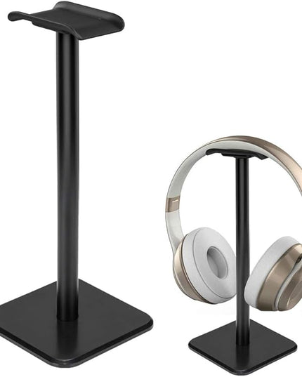 Deear Headphone Stand Gaming Headset Holder Universal Aluminum Metal Headphone Holder Hanger with Aluminum Supporting Bar Flexible Headrest ABS Solid Base for All Headphone,Black, HSB3602