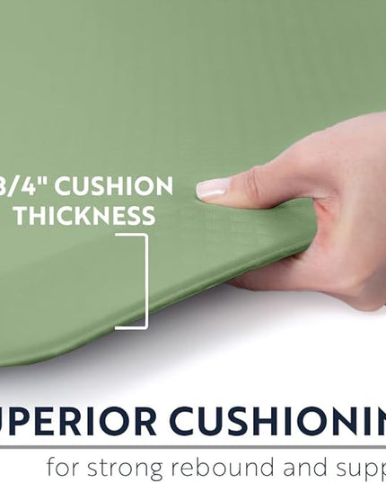 KANGAROO Thick Ergonomic Anti Fatigue Mats for Kitchen Floor, 48x20, Cushioned Standing Office Desk Mat, Waterproof Scratch Resistant Topside, Supportive All Day Comfort Padded Foam Rugs, Sage Green