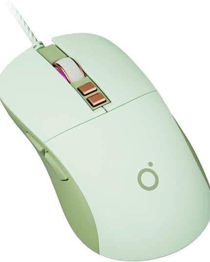 EWEADN G309 Wired Mouse, 7-Button Ergonomic Computer Corded Mouse with 2400 DPI, 4 Adjustment Levels DPI, Optical Office USB Mice with 5FT Cord for Laptop, PC, Desktop, MacBook-Green