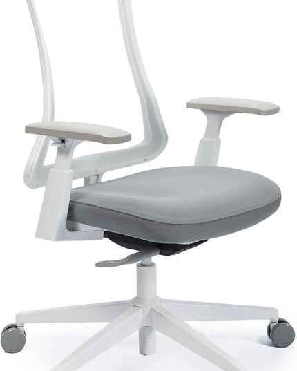 ProtoArc Ergonomic Office Chair - Flexer Desk Chair with Foam Cushion Sliding Seat, Advanced Airflow Mesh, Adjustable Armrest, Swivel Computer Chairs for Home Office - White