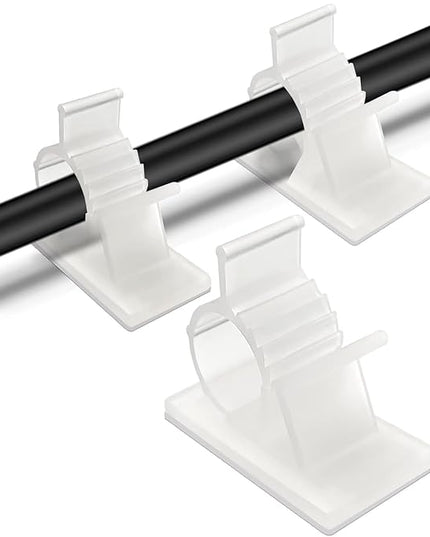 Viaky 30 Pcs Clear Cable Clips Self Adhesive Backed Nylon Adjustable Wire Management Transparent Drop Wire Holder for 0.5 Inch (12.5mm) Cables