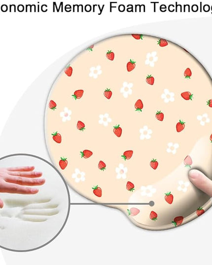 Ergo Comfort Gel Wrist Rest Mouse Pad-Ergonomic Office Mousepad with Wrist Support-Non-Slip, Design Desk Accessories Mat for Home&Game Decor Girly Strawberry