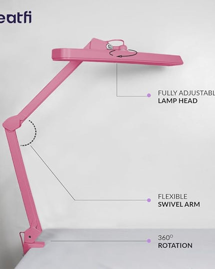 Neatfi XL 2,500 Lumens LED Task Lamp, 22 Inches Wide, 30W, 162 Pcs SMD LED, Eye-Caring, Desk Light with Clamp for Home, Office, and Study Room (Non-CCT, Pink)