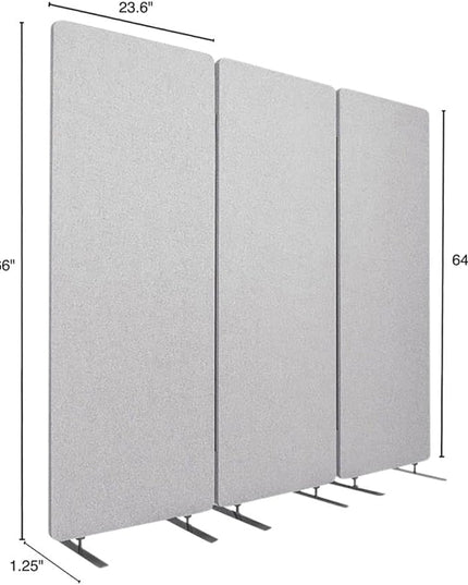 Stand Up Desk Store ReFocus Freestanding Noise Reducing Acoustic Room Wall Divider Office Partition (Cool Grey, 72" x 66", Zippered 3-Pack)