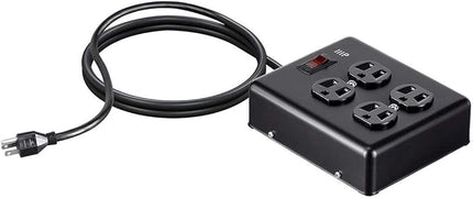 Monoprice Heavy Duty Metal Surge Protector - 4 Outlet Power Strip, 180 Joules, UL Certified, 6 Feet Cable, Black