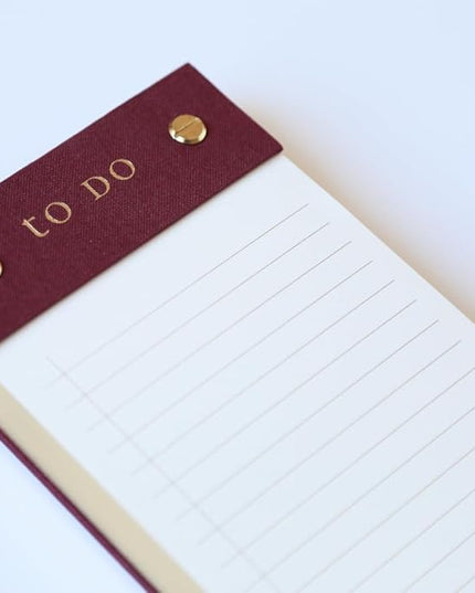 Graphique Post-Bound List Pad Luxe Collection, Perforated Sheets To-Do Notepad, Hardcover Binding, Gold Foil Embossing, 100 Pages, 4” x 9.75”, Plum Red