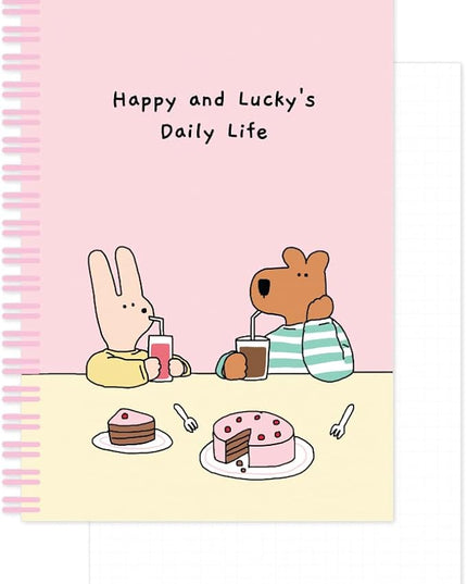 Monolike Happy and Lucky A5 Grid Spiral Notebook, Dessert - Hardcover 5.83 x 8.27inch 128 Page,120GSM Thick paper