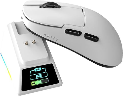 AJAZZ AJ159 APEX Wireless Gaming Mouse 2.4G Wired BT|RGB Magnetic Screen Charging Dock|Lightweight|42K Optical Tracking|400mAh Battery |PAW3950APEX Sensor.