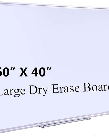 60" x 40" Magnetic Dry Erase Whiteboard with Pen Tray | Large Wall Mounted Aluminum Frame White Board for Office, Classroom & Home | Premium Presentation Board with Smooth Writing Surface