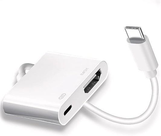 USB C to HDMI for TV, 4K@60Hz Type C to HDMI Adapter with Charging Port, iPhone to Hdmi to USB C Adapter Compatible for iPhone 16/15 Series/iPad Pro/Galaxy/MacBook Pro to HDTV Projector
