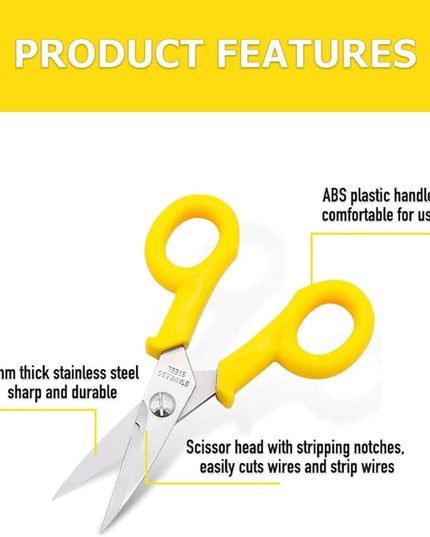 CATXNY Small Scissors 2 Pack All Purpose 6 Inch Heavy Duty Scissors with Power Notch, Ultra Sharp Blades, Great for Sewing, Craft, Home, Office and School, Yellow