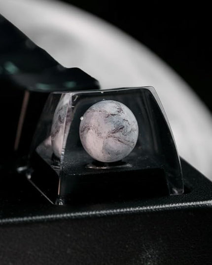 Moon Satellite Planet Artisan Keycap R1 SA Profile Custom Solar System Planets Keycaps 1U ESC Handmade Resin Gaming Galaxy Key Cap Cherry MX Switch Compatible Mechanical Keyboard Space Lover Gift