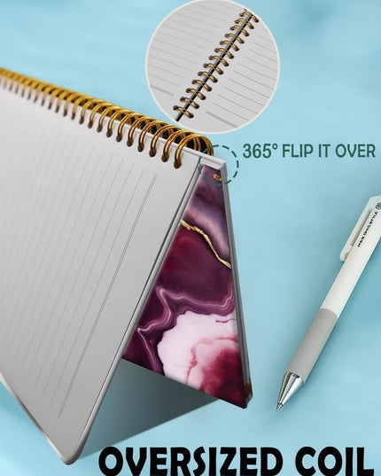 Spiral Journal Notebook for Women,A5 College Ruled Notebooks 6"x 8.4", 120 Pages (60 Sheets) Lined Journal with Premium Thick Paper,Perfect for School Office Home(Red Gold Marble)