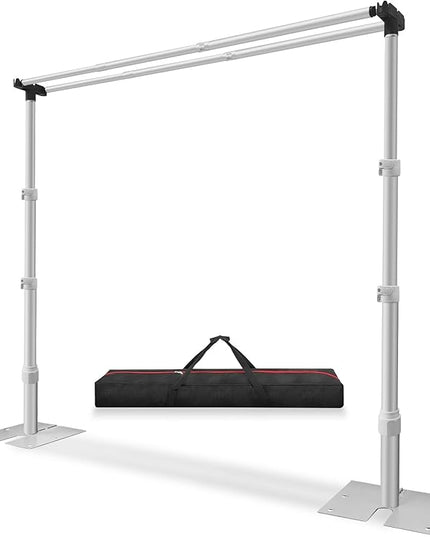 Jiang&Rong 10x10Ft Double Crossbar Backdrop Stand - Pipe and Drape Heavy Duty Adjustable Metal Frame with Drape Kit, Photographic Studio Backdrop Stand for Wedding, Birthday Party, Banquet Decorations