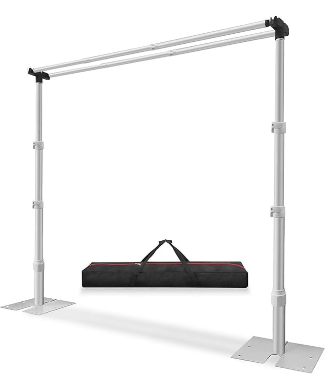 Jiang&Rong 10x10Ft Double Crossbar Backdrop Stand - Pipe and Drape Heavy Duty Adjustable Metal Frame with Drape Kit, Photographic Studio Backdrop Stand for Wedding, Birthday Party, Banquet Decorations