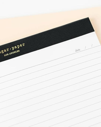 Sugar Paper Legal Pad, 50 Lined Pages, Office Supplies, 8.5" x 11.75", Black Legal Pad