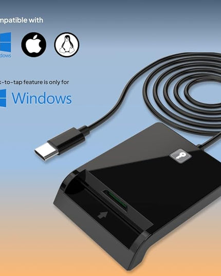 Contact Smart Card CAC Reader USB C & A, DOD Military USB Common Access CAC Reader Military, Compatible with Windows, Mac OS, Linux, CCID ISO7816, Rohs, CE Certified