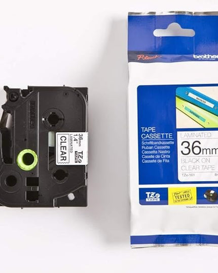 Brother Laminated Black on Clear 1.5 Inch Tape - Retail Packaging (TZe161) - Retail Packaging