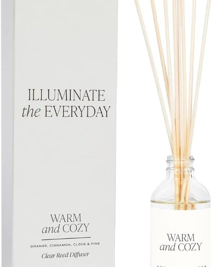 Sweet Water Decor Warm and Cozy Reed Diffuser Set - Orange, Cinnamon, Clove, and Pine Fall and Winter Scented Diffuser - Scent Diffusers for Home, Long Lasting Fragrance, Made in The USA