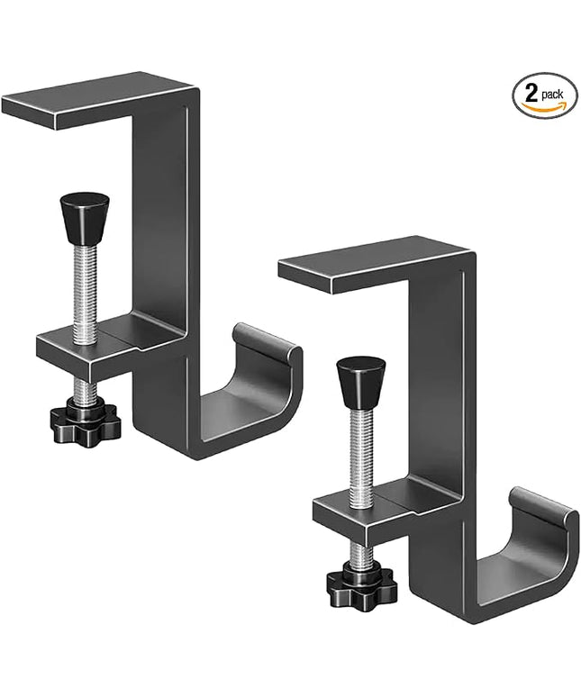 INEDRIMS 2-Pack Headphone Stand & Hook – Under Desk Headset Holder Clamp Mount for Gaming Headphones, Backpacks, Purses, Coats – Space-Saving Desk Accessories (Grey Single Hook)