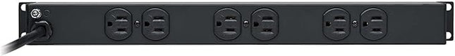 Tripp Lite 12-Outlet Rackmount PDU Power Strip, Network-Grade Front & Rear Facing Outlets, 15A, 120V, 15ft Cord with 5-15P Plug, Horizontal 1U Rack Mount, Lifetime Manufacturer's Warranty (RS-1215)