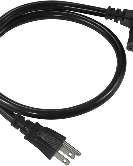 2FT 90 Degree Computer Monitor Power Cord - Straight Plug NEMA 5-15P to Right Angle C13 Power Cord, 13A 125V, 16AWG, Black Replacement Angled Printer/TV 3 Prong AC Power Cord, PC Power Supply Cable