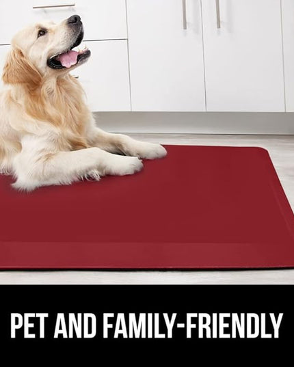 GORILLA GRIP Comfortable Cushioned Kitchen Mats for Floor, Waterproof and Stain Resistant Soft Top, 3/4 Inch Thick Ergonomic Standing Desk Anti Fatigue Mat, Foam Supports Ankles and Feet, 17x24, Red