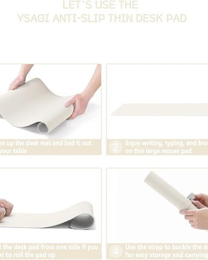 YSAGi Non-Slip Leather Desk Pad, Desk Matt for Desktop, Waterproof Laptop Computer Keyboard Mat, Table Protector Blotter Mat, Large Mouse Pad for Office/Work/Home/Decor(Cream, 35.4" x 17")