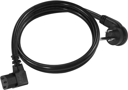3FT Replacement Computer Monitor Power Cord - Low Profile Flat Plug NEMA 5-15P to Right Angle C13 Power Cord, 13A 125V, 16AWG, Black Replacement Printer/TV/PC 3 Prong AC Power Cord