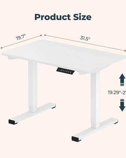 Small Adjustable Stand Up Desk for Children,One-Piece Standing Desk 31.5 x 19.7 Inch, Home Office Desk Computer Workstation, White