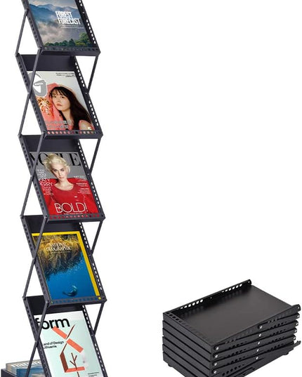 brochure display stand&Foldable Magazine Rack with 5 Pockets for Exhibition and Trade Show (67'X9.5'X14.5')