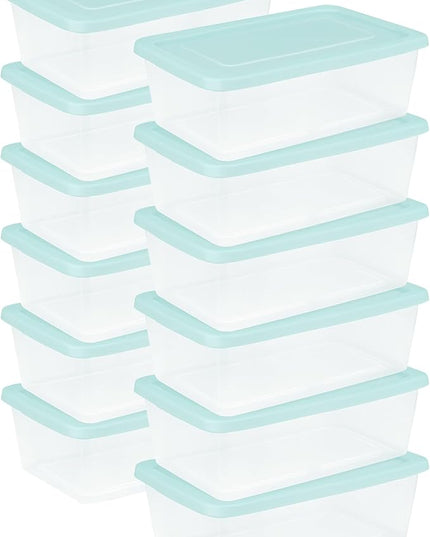 Sterilite 60 Pack Stackable Storage Bin with Lid, Clear Plastic Design, 6 Quart