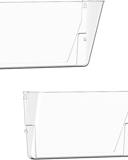 Clear Acrylic Single Pocket, Plastic Hanging Wall Mount File Holder for Office Home (Clear, 2 Pack)