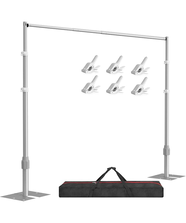 EMART Backdrop Stand Heavy Duty 10x10FT, Pipe and Drape Photo Background Photography Kit, Adjustable Metal Frame with Flat Base for Wedding Birthday Party Decoration