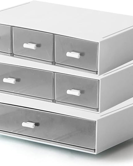 Desk Organizer with 6 Drawers, Makeup Organizer, Plastic Cosmetic Organizer, Bathroom Organization Boxes, Desktop Storage Box(White)